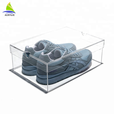 ढक्कन के साथ पारदर्शी एक्रिलिक प्रस्तुति बॉक्स साफ़ Plexiglass एक्रिलिक जूता बॉक्स