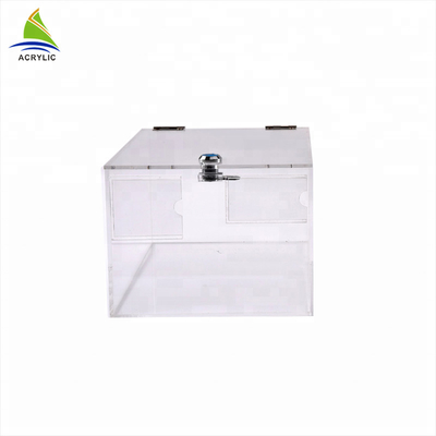 तालिका शीर्ष साफ़ लॉक करने योग्य पारदर्शी निधि - एक्रिलिक दान बॉक्स उठा रहा है