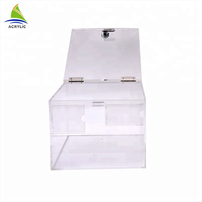 तालिका शीर्ष साफ़ लॉक करने योग्य पारदर्शी निधि - एक्रिलिक दान बॉक्स उठा रहा है