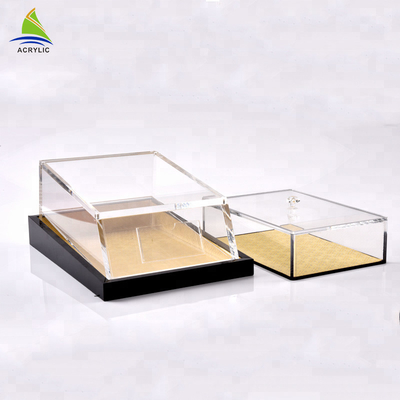 इको-फ्रेंडली पर्सपेक्स स्लाइडिंग ढक्कन डिस्प्ले एक्सटेंशन साफ़ एक्रिलिक क्यूब बॉक्स