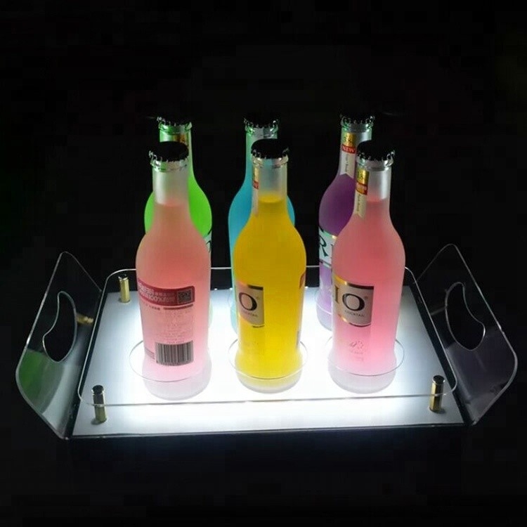 भंडारण के लिए एक्रिलिक एलईडी बार शेल्फ एलईडी शराब शेल्फ प्रदर्शन स्टैंड ट्रे